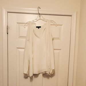 Cold shoulder dressy off-white blouse